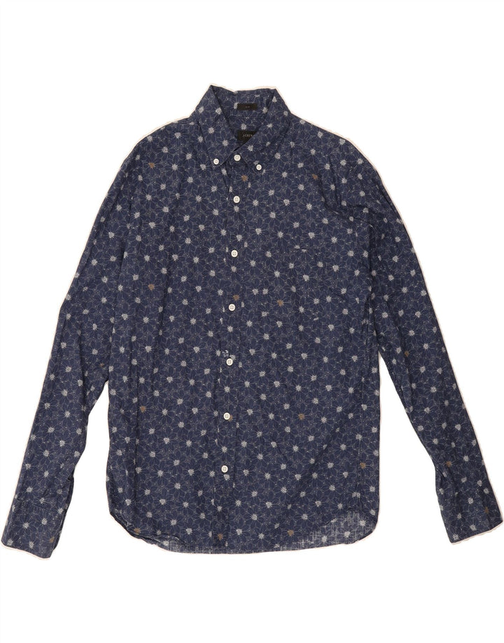 J. CREW Mens Slim Shirt Medium Navy Blue Floral Cotton Vintage J. Crew and Second-Hand J. Crew from Messina Hembry 