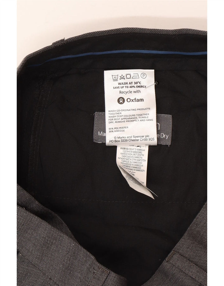 Marks & Spencer Mens Straight Suit Trousers W30 L35 Grey Polyester
