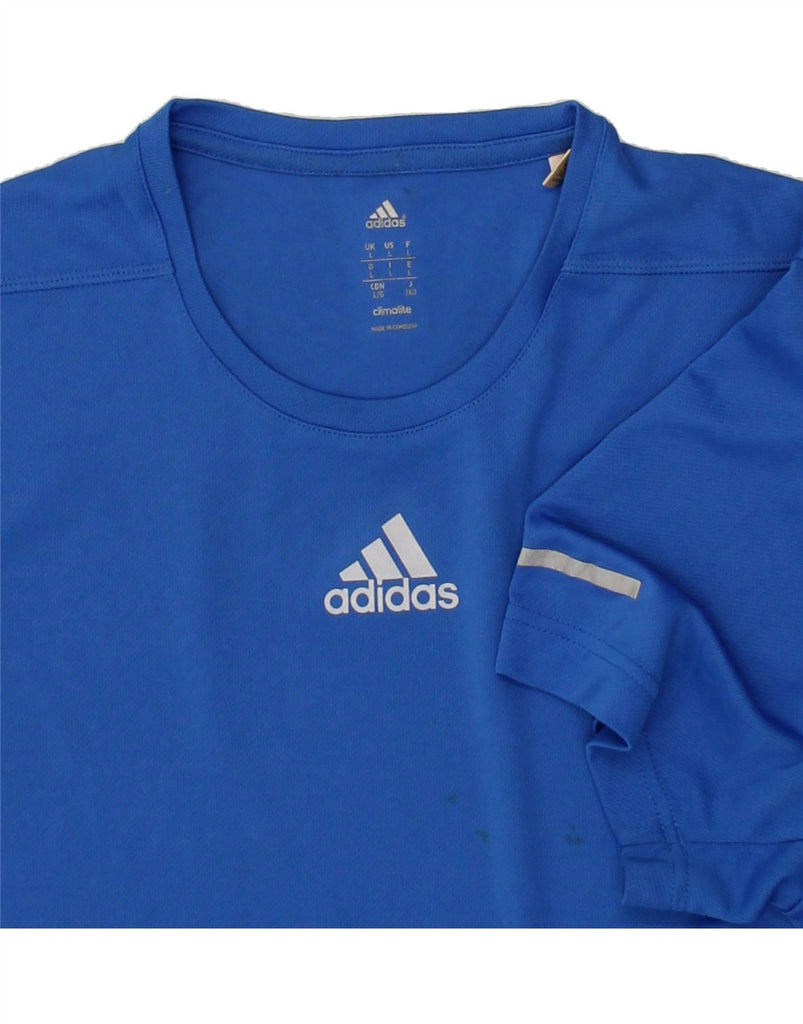 ADIDAS Mens Climalite T-Shirt Top Large Blue Polyester Vintage Adidas and Second-Hand Adidas from Messina Hembry 