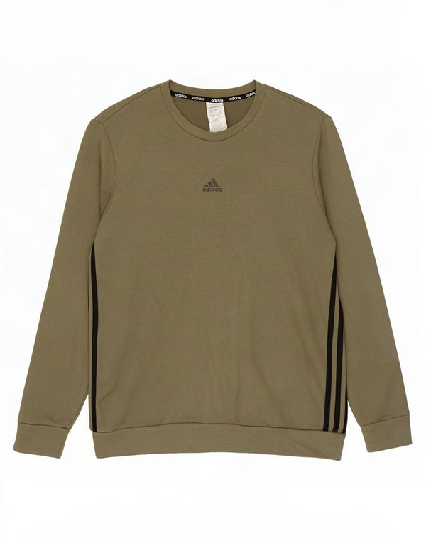 Adidas Mens Sweatshirt Jumper Large Khaki Cotton