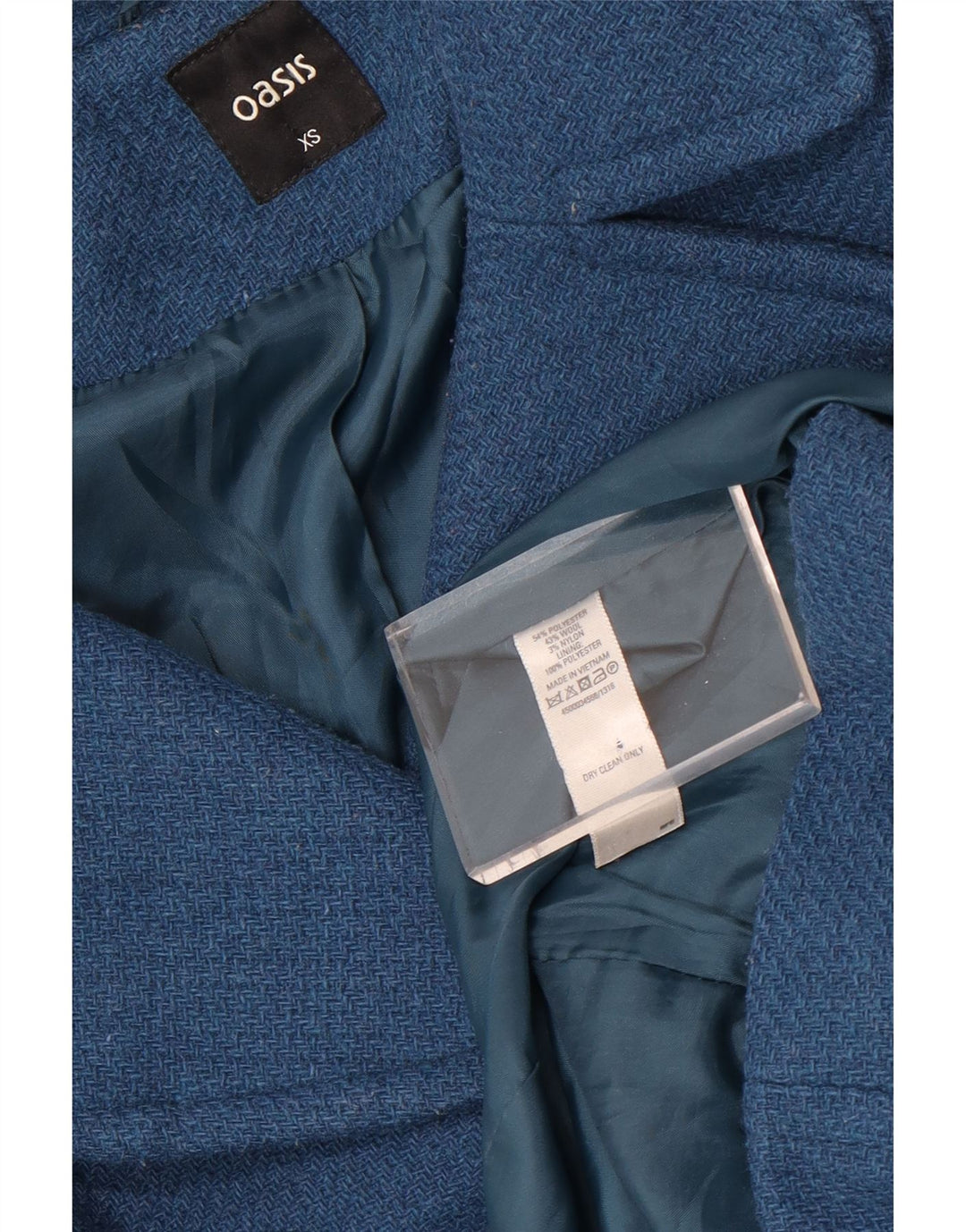 Oasis Womens Double Breasted Coat UK 6 XS Blue Polyester