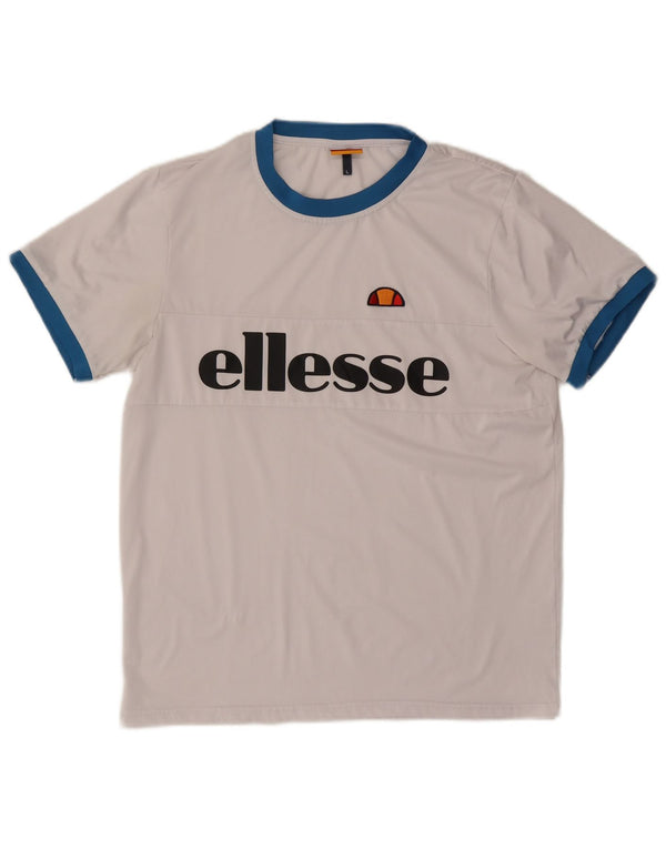 ELLESSE Mens Graphic T-Shirt Top Large White Polyester
