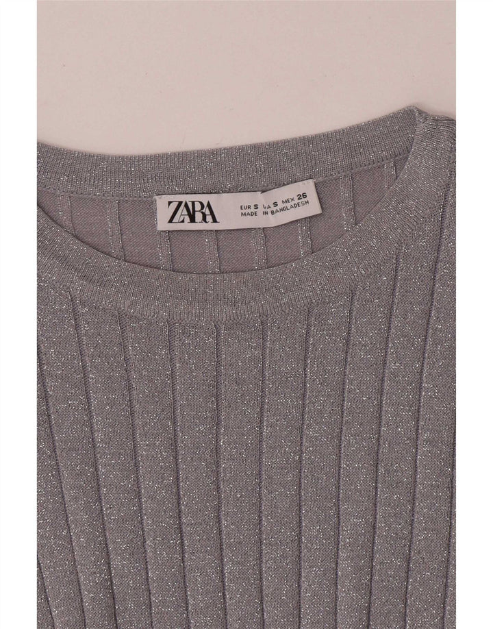 Zara Womens Blouse Top UK 8 Small Silver Flecked