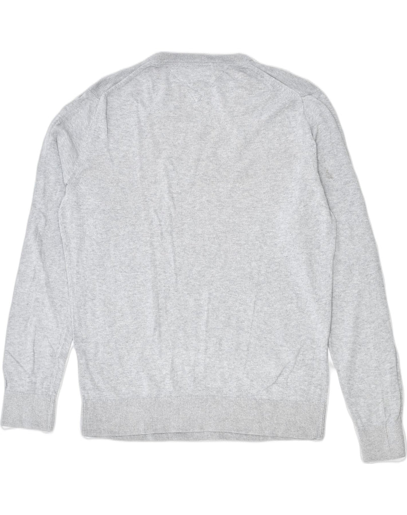 TOMMY HILFIGER Mens V-Neck Jumper Sweater Medium Grey Cotton | Vintage | Thrift | Second-Hand | Used Clothing | Messina Hembry 