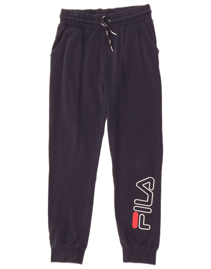 Fila Womens Graphic Tracksuit Trousers Joggers UK 10 Small Navy Blue