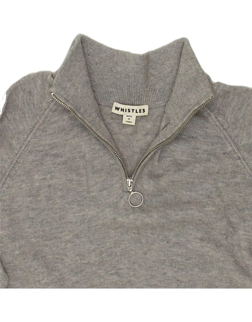 WHISTLES Womens Zip Neck Sweatshirt Jumper UK 16 Large Grey | Vintage Whistles | Thrift | Second-Hand Whistles | Used Clothing | Messina Hembry 