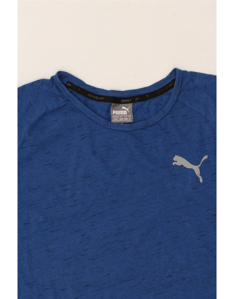 PUMA Mens T-Shirt Top Medium Blue Flecked Cotton | Vintage Puma | Thrift | Second-Hand Puma | Used Clothing | Messina Hembry 