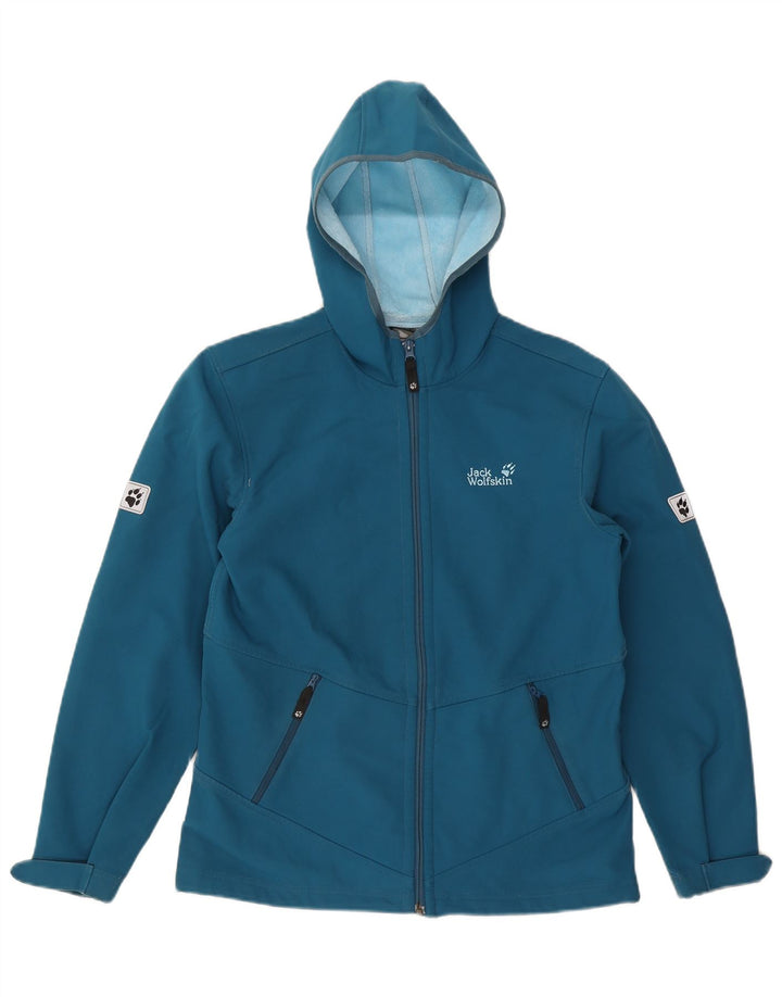 Jack Wolfskin Girls Hooded Windbreaker Jacket 15-16 Years Blue Polyester