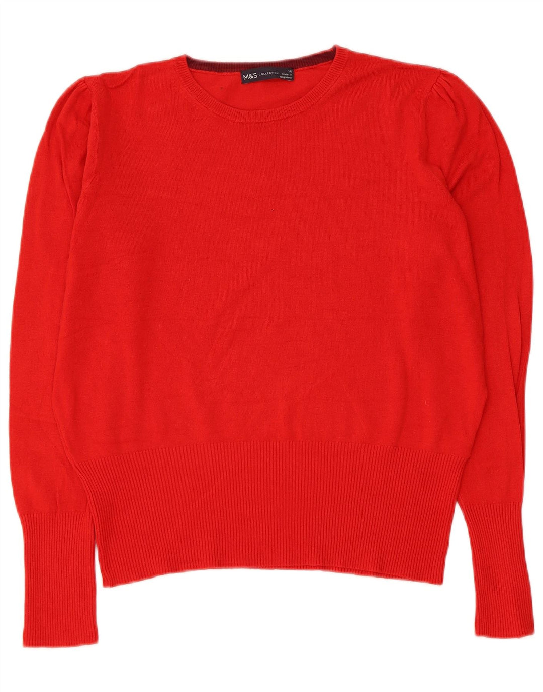 Marks & Spencer Womens Crew Neck Jumper Sweater UK 14 Large Red Viscose