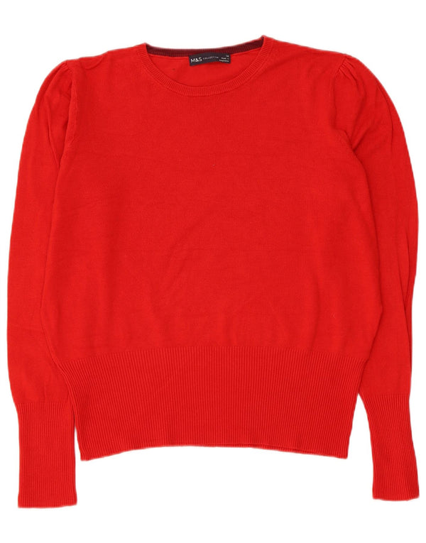 Marks & Spencer Womens Crew Neck Jumper Sweater UK 14 Large Red Viscose