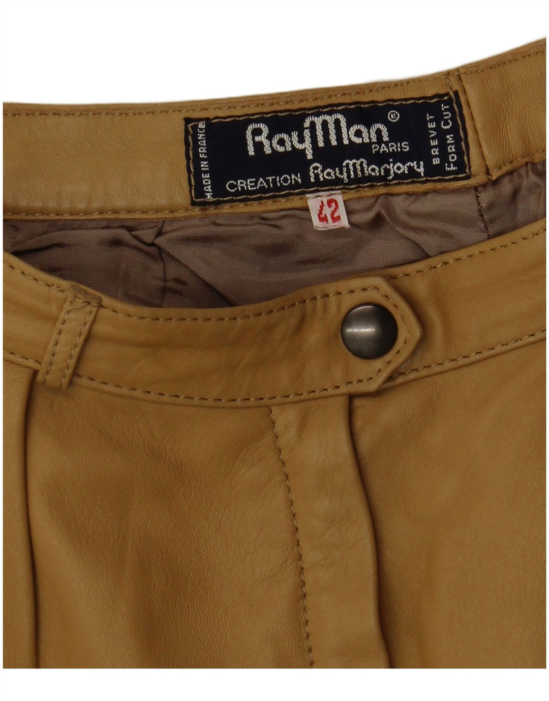 RAY MARJORY Womens Pegged Leather Trousers IT 42 Medium W28 L30 Khaki
