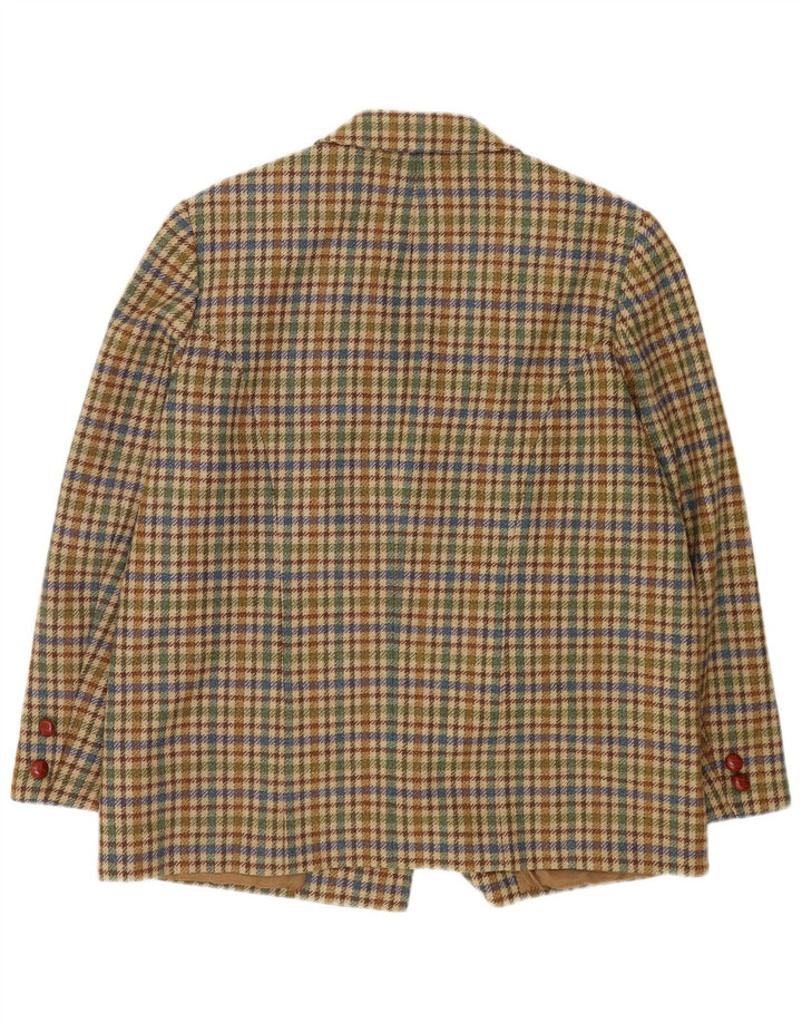 Vintage Womens 3 Button Blazer Jacket UK 20 2XL Beige Houndstooth