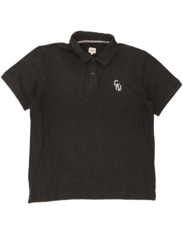 Calvin Klein Jeans Mens Polo Shirt 2XL Black Cotton