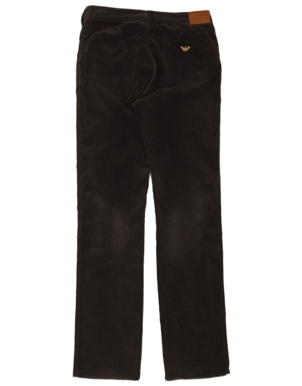 Armani Womens Straight Corduroy Trousers W31 L34 Grey Polyester