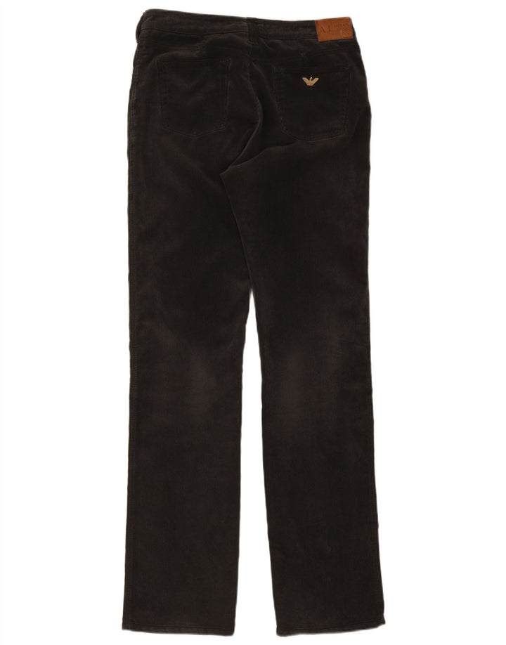 Armani Womens Straight Corduroy Trousers W31 L34 Grey Polyester