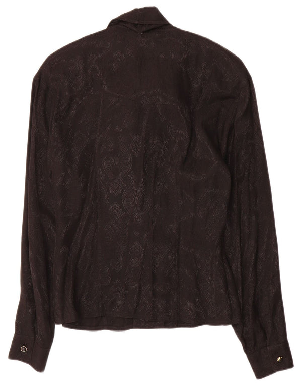 Marella Womens Front Tie Shirt Blouse UK 14 Large Black Paisley Acetate