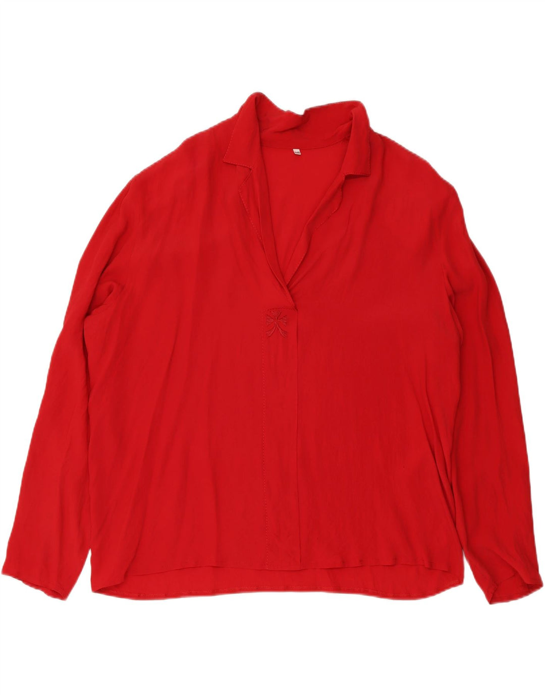 VINTAGE Womens Long Sleeve Blouse Top UK 14 Large Red Acetate Vintage Vintage and Second-Hand Vintage from Messina Hembry 
