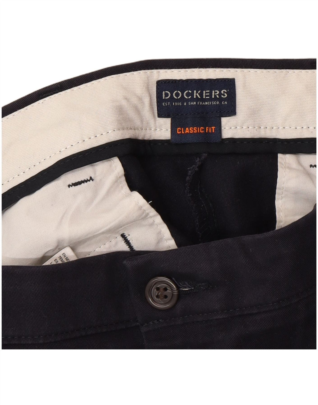 DOCKERS Mens Classic Fit Chino Trousers W34 L30 Navy Blue Cotton Classic
