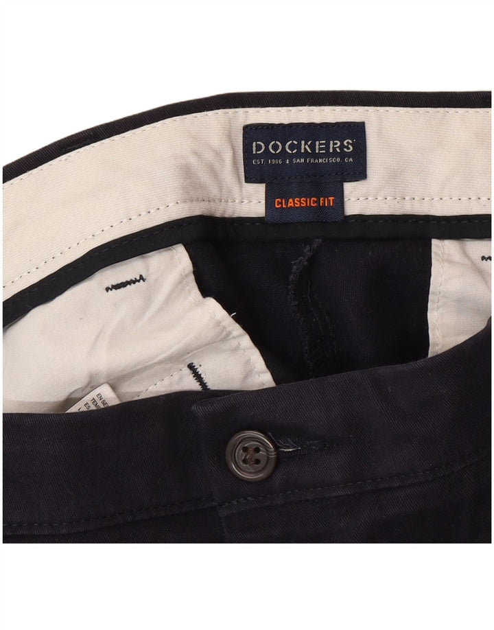 DOCKERS Mens Classic Fit Chino Trousers W34 L30 Navy Blue Cotton Classic
