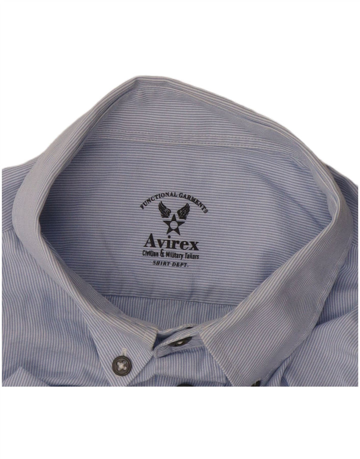 Avirex Mens Shirt Medium Blue Pinstripe