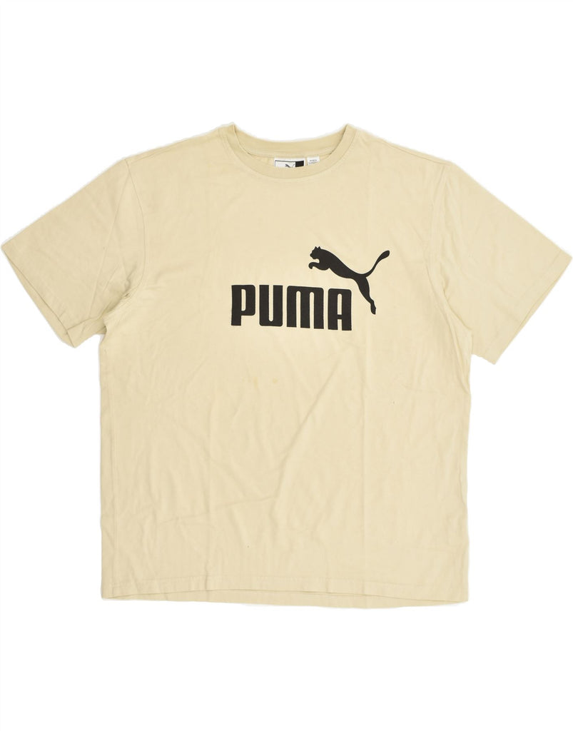 PUMA Mens Graphic T-Shirt Top Large Off White Cotton | Vintage Puma | Thrift | Second-Hand Puma | Used Clothing | Messina Hembry 