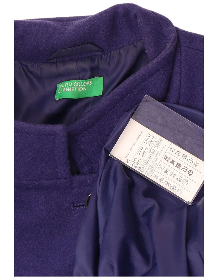 Benetton Womens Overcoat UK 14 Large Purple Wool