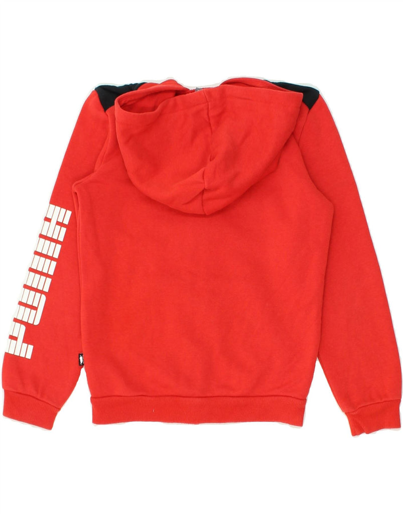 PUMA Boys Graphic Zip Hoodie Sweater 7-8 Years Red Colourblock Cotton | Vintage Puma | Thrift | Second-Hand Puma | Used Clothing | Messina Hembry 