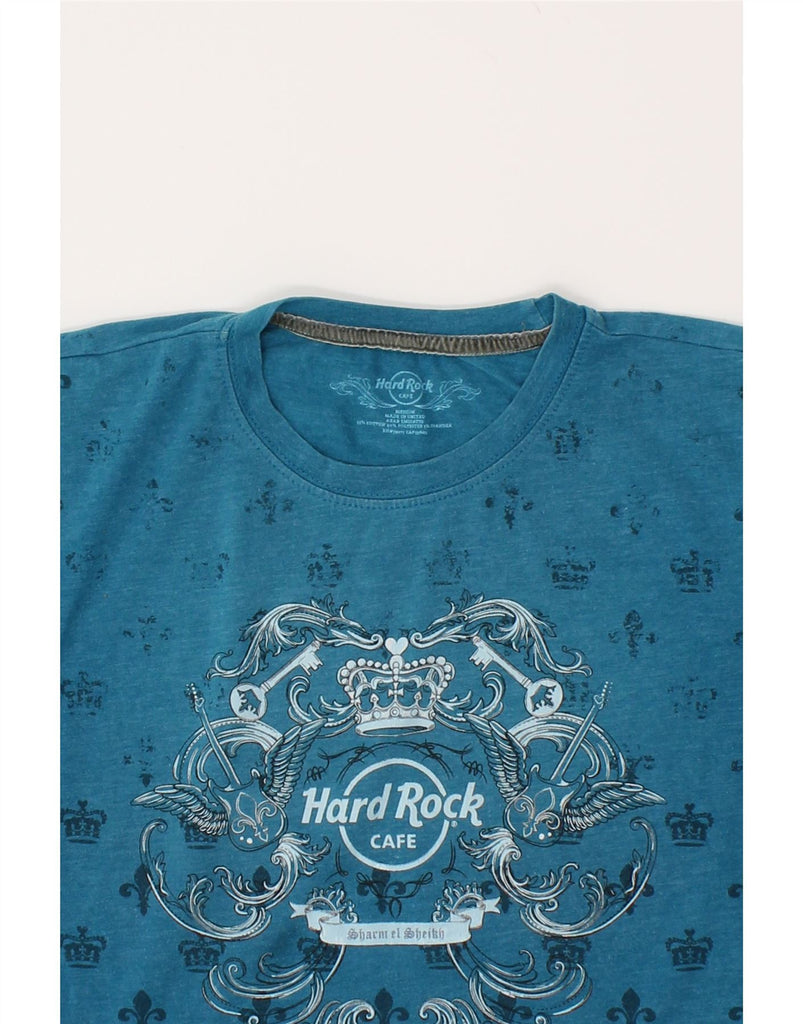 HARD ROCK CAFE Womens Graphic T-Shirt Top UK 12 Medium Blue Cotton | Vintage Hard Rock Cafe | Thrift | Second-Hand Hard Rock Cafe | Used Clothing | Messina Hembry 