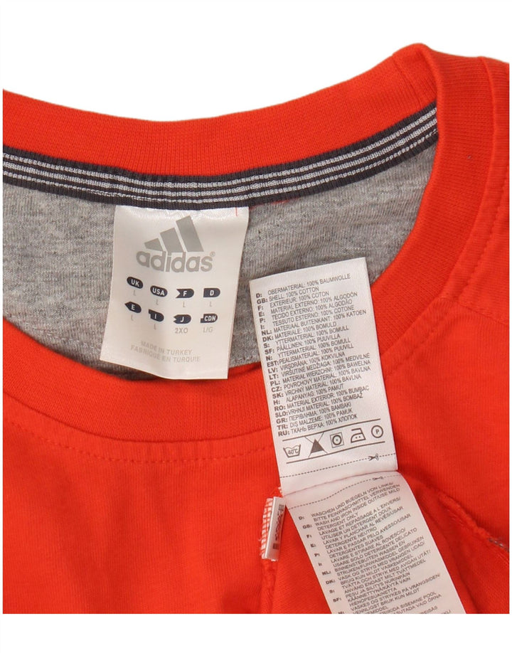 Adidas Mens T-Shirt Top Large Orange Cotton