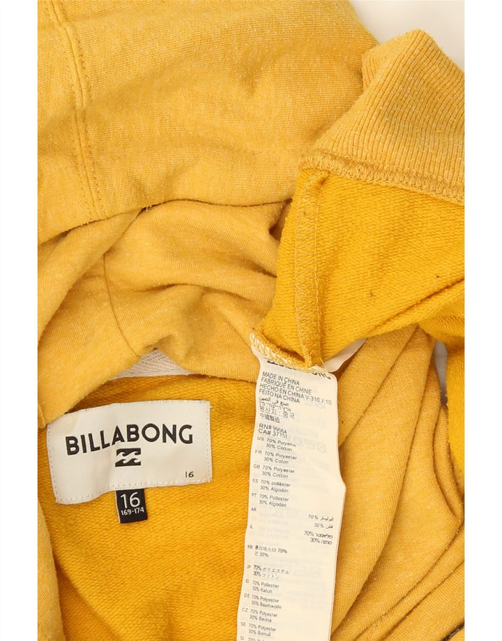 Billabong Boys Hoodie Jumper 15-16 Years Yellow Polyester