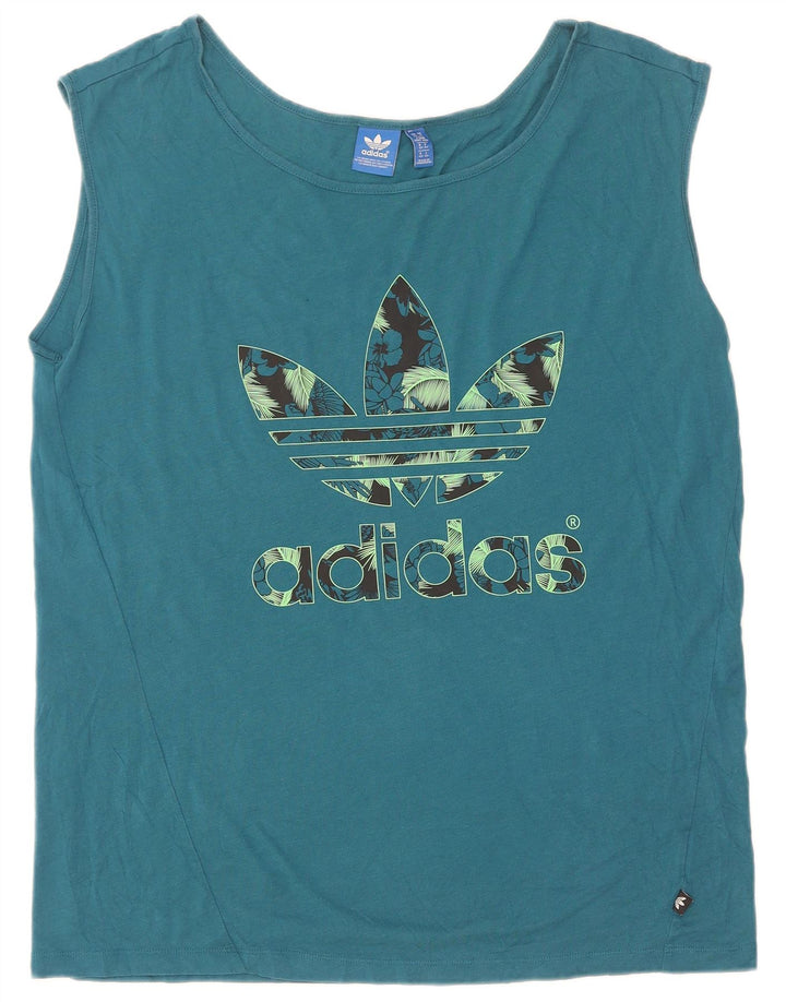 Adidas Womens Graphic Vest Top UK 14 Medium Blue