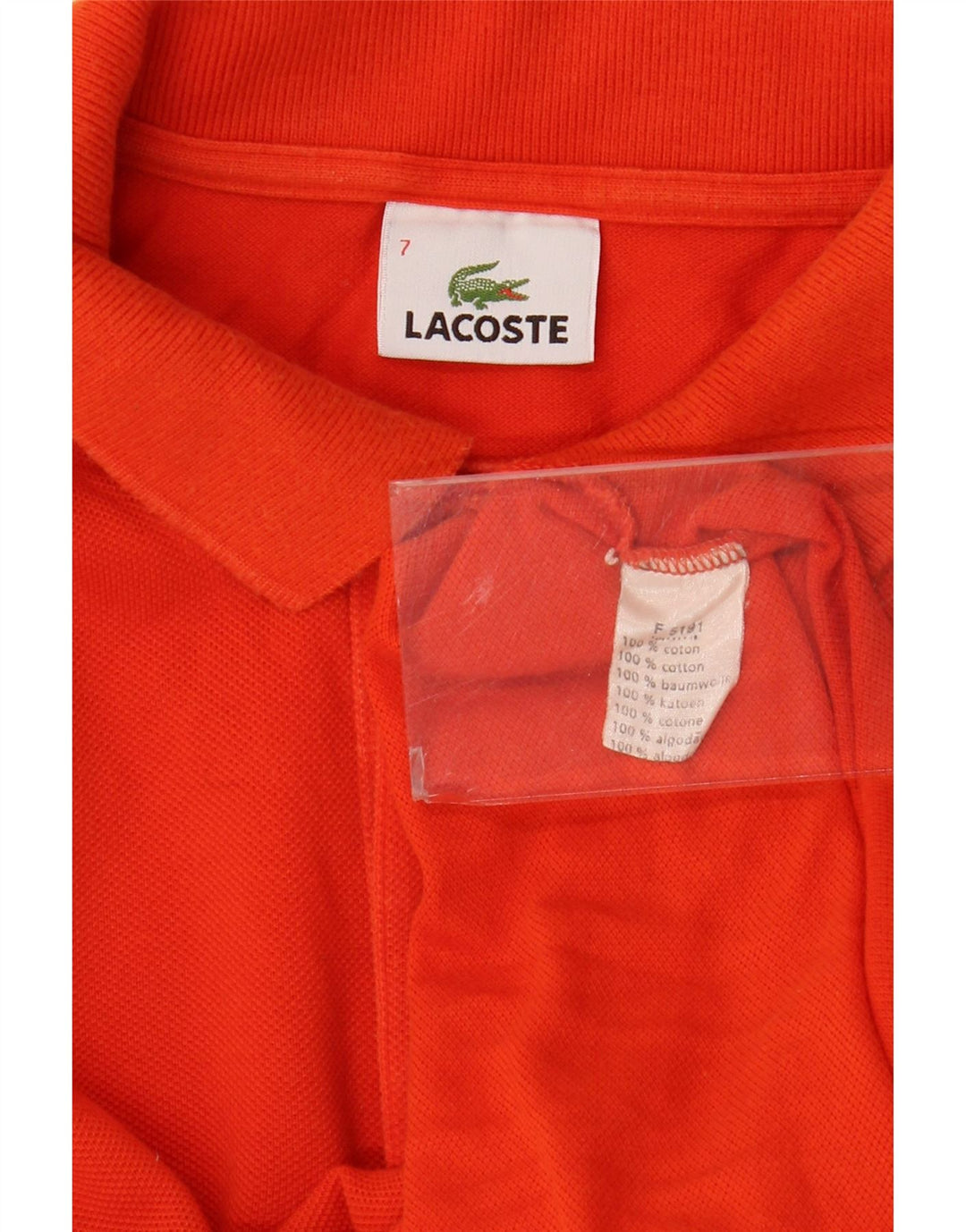 Lacoste Mens Polo Shirt Size 7 2XL Orange Cotton