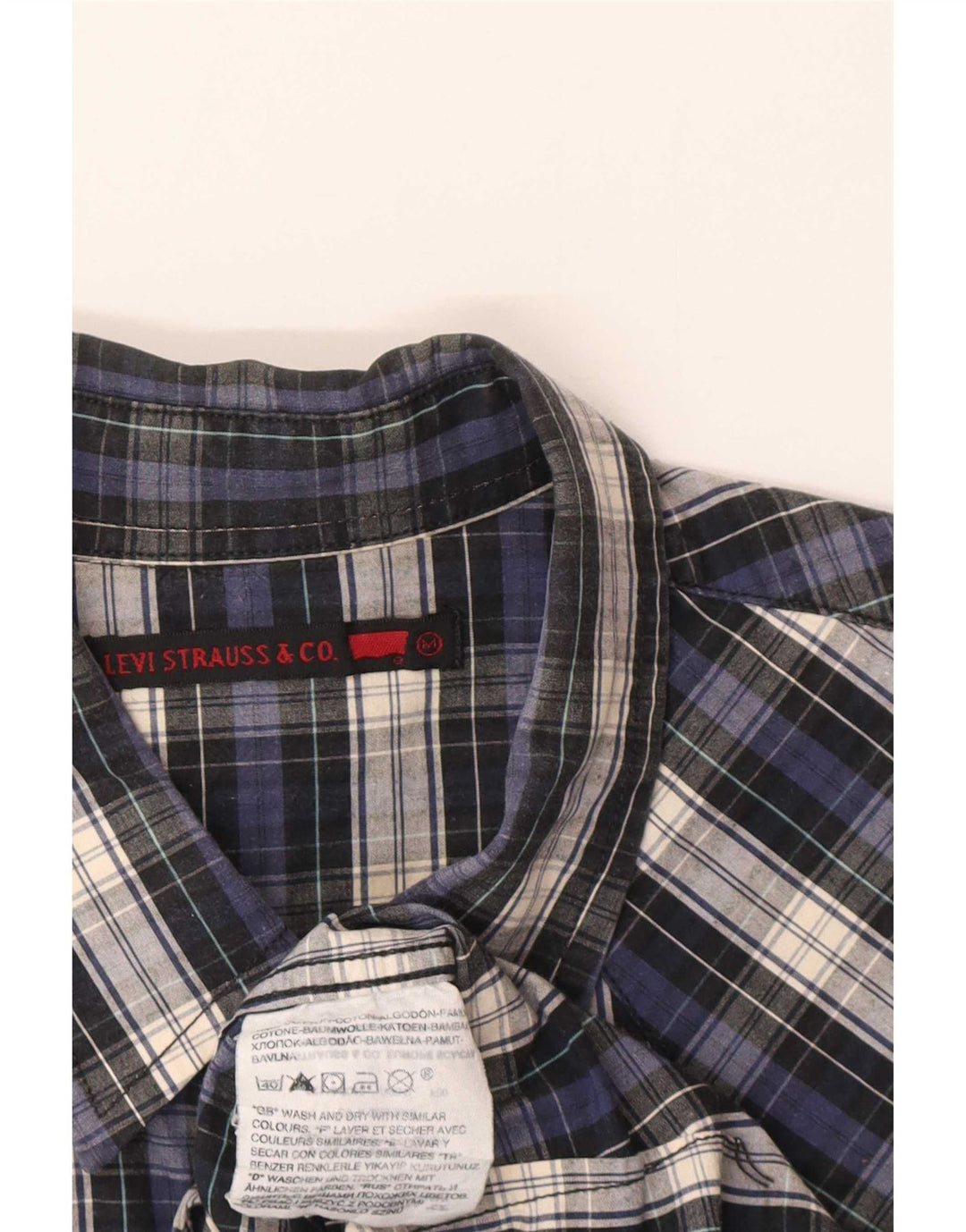 Levi's Mens Shirt Medium Navy Blue Check Cotton