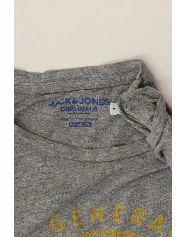 JACK & JONES Mens Regular Fit Graphic T-Shirt Top Large Grey Cotton Vintage Jack & Jones and Second-Hand Jack & Jones from Messina Hembry 