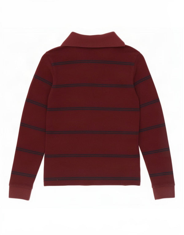 Kappa Boys Long Sleeve Polo Shirt 9-10 Years Burgundy Striped Cotton