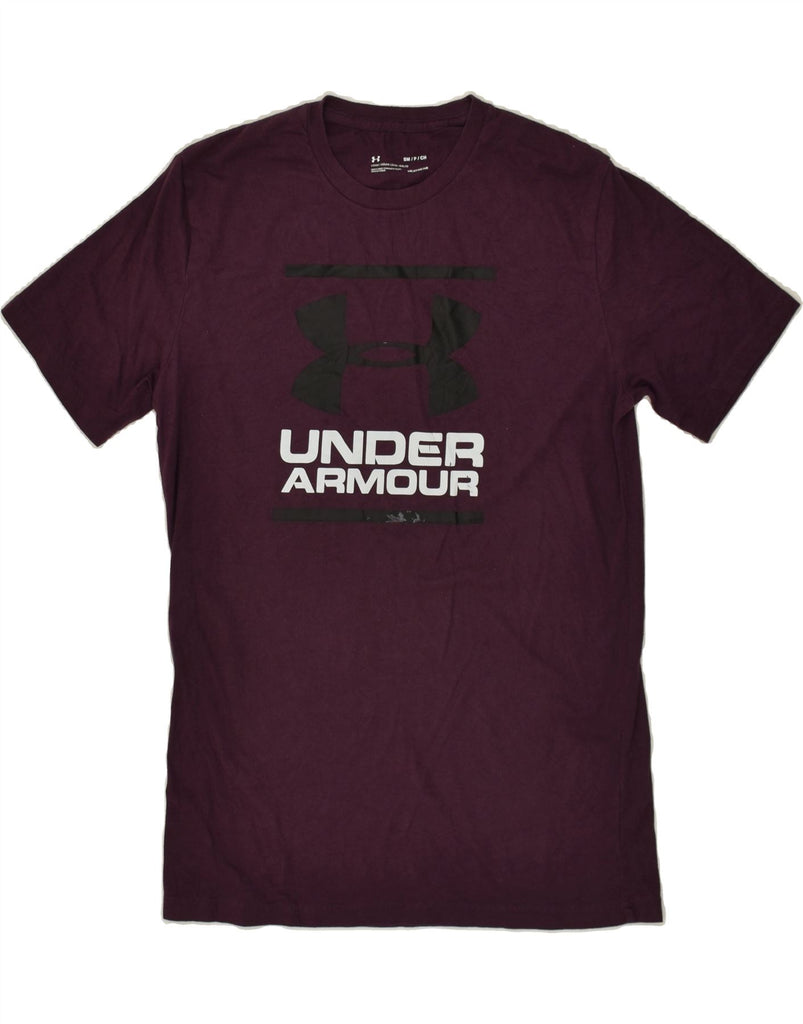 UNDER ARMOUR Mens Graphic T-Shirt Top Small Burgundy Cotton | Vintage Under Armour | Thrift | Second-Hand Under Armour | Used Clothing | Messina Hembry 