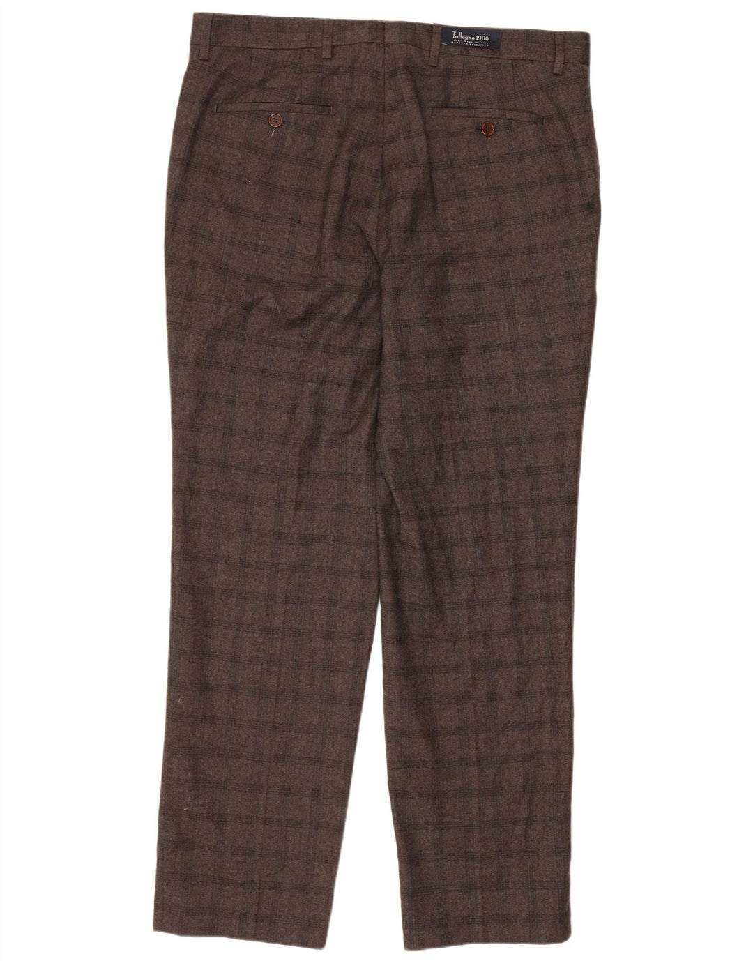 MARKS & SPENCER Mens Tailored Fit Suit Trousers W34 L31 Brown Check