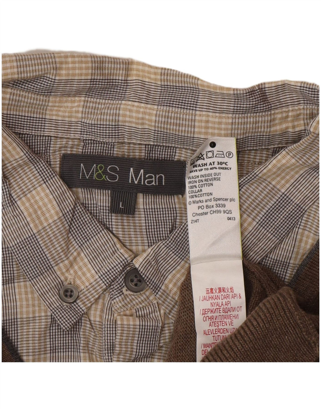 Marks & Spencer Mens Polo Neck Jumper Sweater Large Brown Cotton