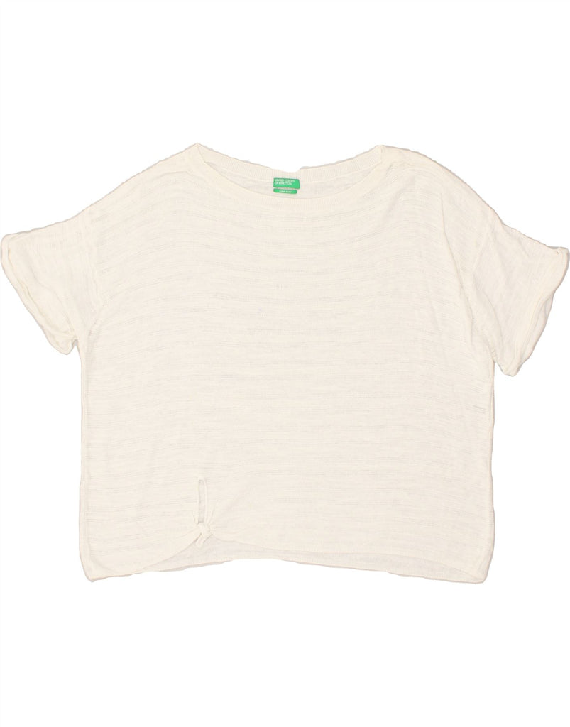 BENETTON Womens Blouse Top UK 18 XL Off White Cotton | Vintage Benetton | Thrift | Second-Hand Benetton | Used Clothing | Messina Hembry 