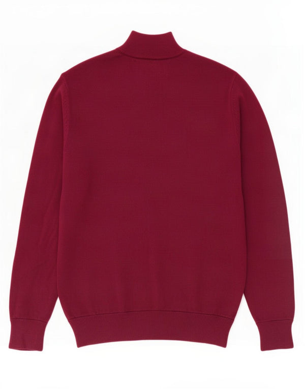 Jack Wills Mens Zip Neck Jumper Sweater Large Burgundy Cotton