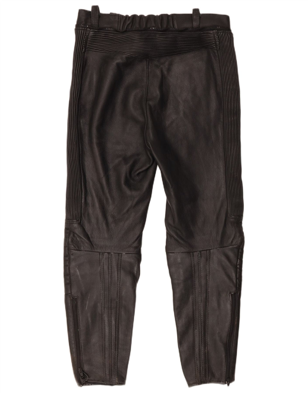 VINTAGE Mens Moto Racer Leather Trousers IT 52 Large W32 L27 Black Leather