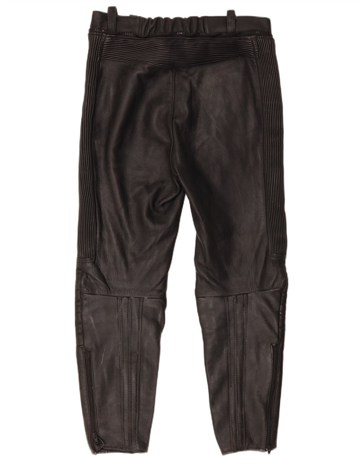 VINTAGE Mens Moto Racer Leather Trousers IT 52 Large W32 L27 Black Leather