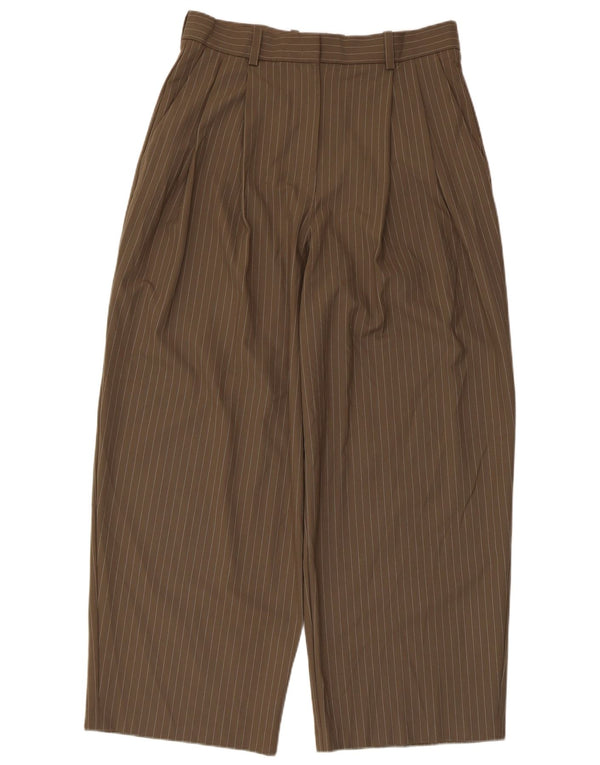 Marks & Spencer Womens Chino Trousers UK 14 Large W32 L29 Brown Striped