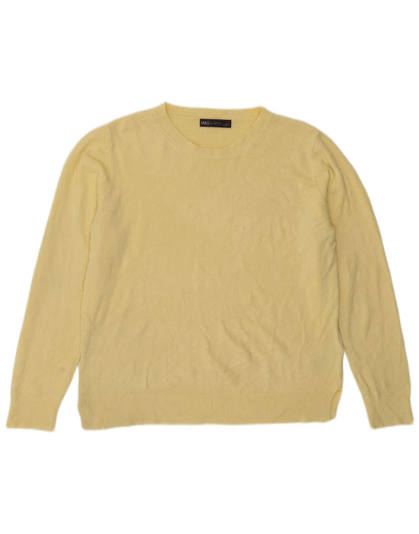 Marks & Spencer Womens Crew Neck Jumper Sweater UK 14 Large Yellow Acrylic