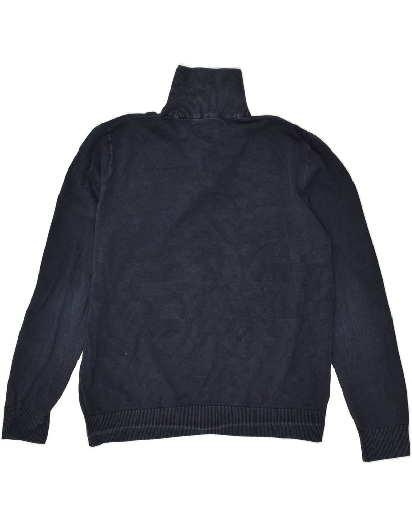 JACK & JONES Mens Zip Neck Jumper Sweater Large Navy Blue Cotton | Vintage Jack & Jones | Thrift | Second-Hand Jack & Jones | Used Clothing | Messina Hembry 