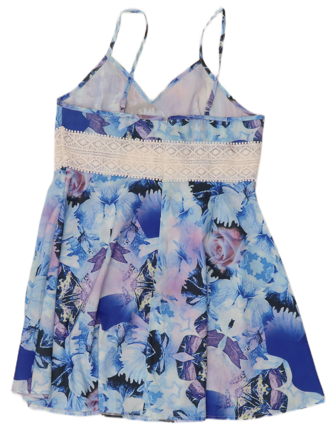 Vintage Womens Cami Top UK 18 XL Blue Floral