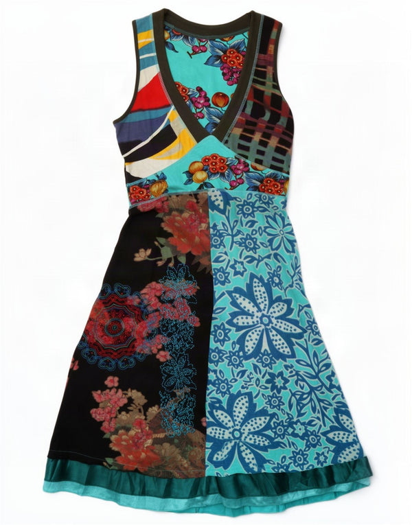 Desigual Womens Graphic A-Line Dress UK 12 Medium Multicoloured Floral