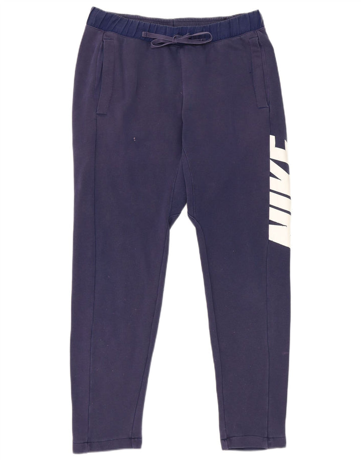 Nike Mens Graphic Tracksuit Trousers Small Navy Blue Cotton