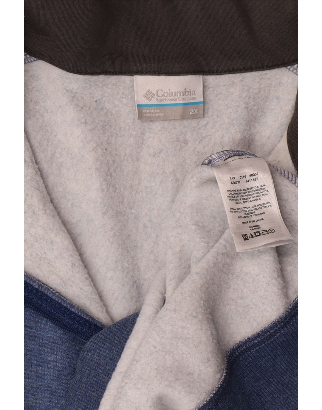 Columbia Mens Zip Neck Sweatshirt Jumper 2XL Blue Cotton
