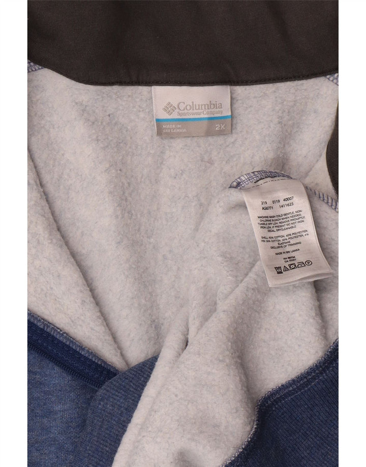 Columbia Mens Zip Neck Sweatshirt Jumper 2XL Blue Cotton